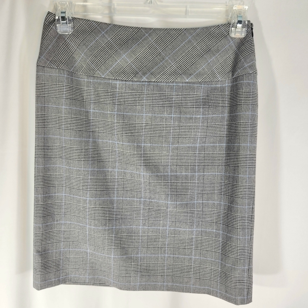 Michael Michael Kors Black & Blue Herringbone Check Skirt Size 6